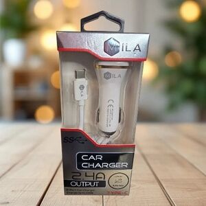 MILA 2.4A Car Charger with Type-C Cable USB Fast Charge